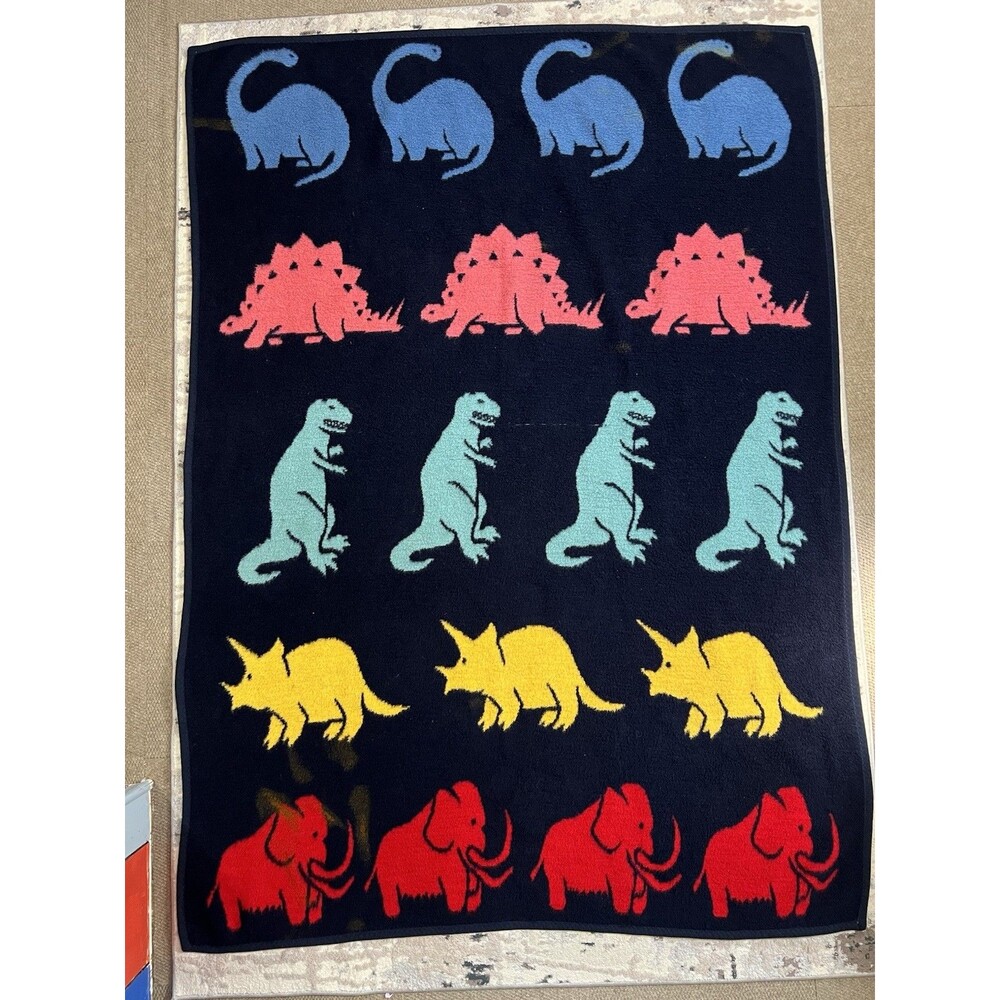 Crown Crafts Vuteks Blanket Throw 57x78" Reversible DINOSAURS Vintage 1987 Read